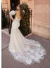 Beaded Ivory Lace Tulle Drop Waist Wedding Dress